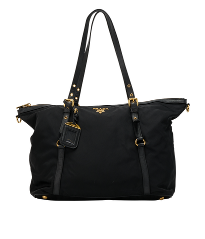 Tessuto Nylon Tote, &pound;495, Handbags, Black, Nylon, Front view